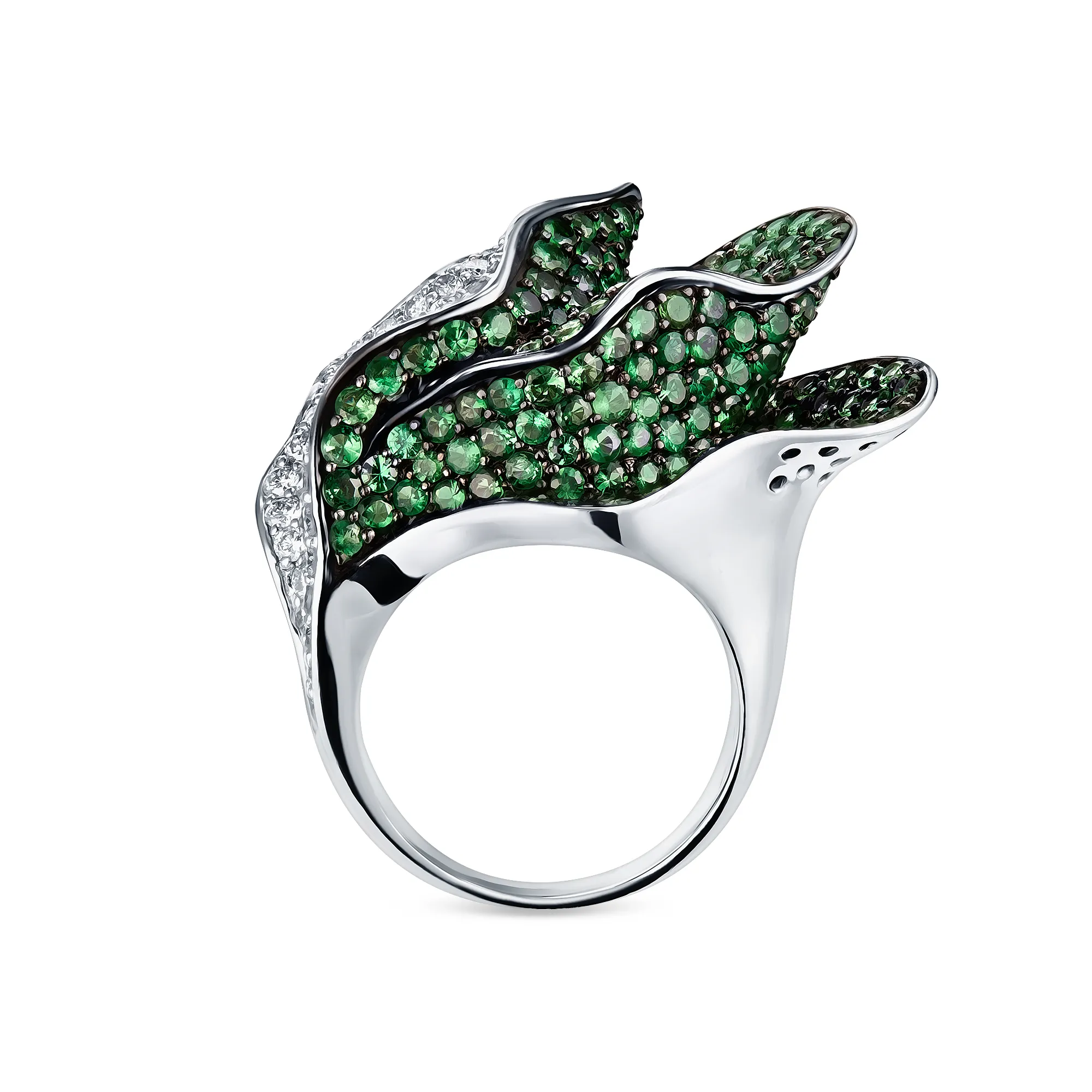 Кольцо из золота с бриллиантом и гранатом