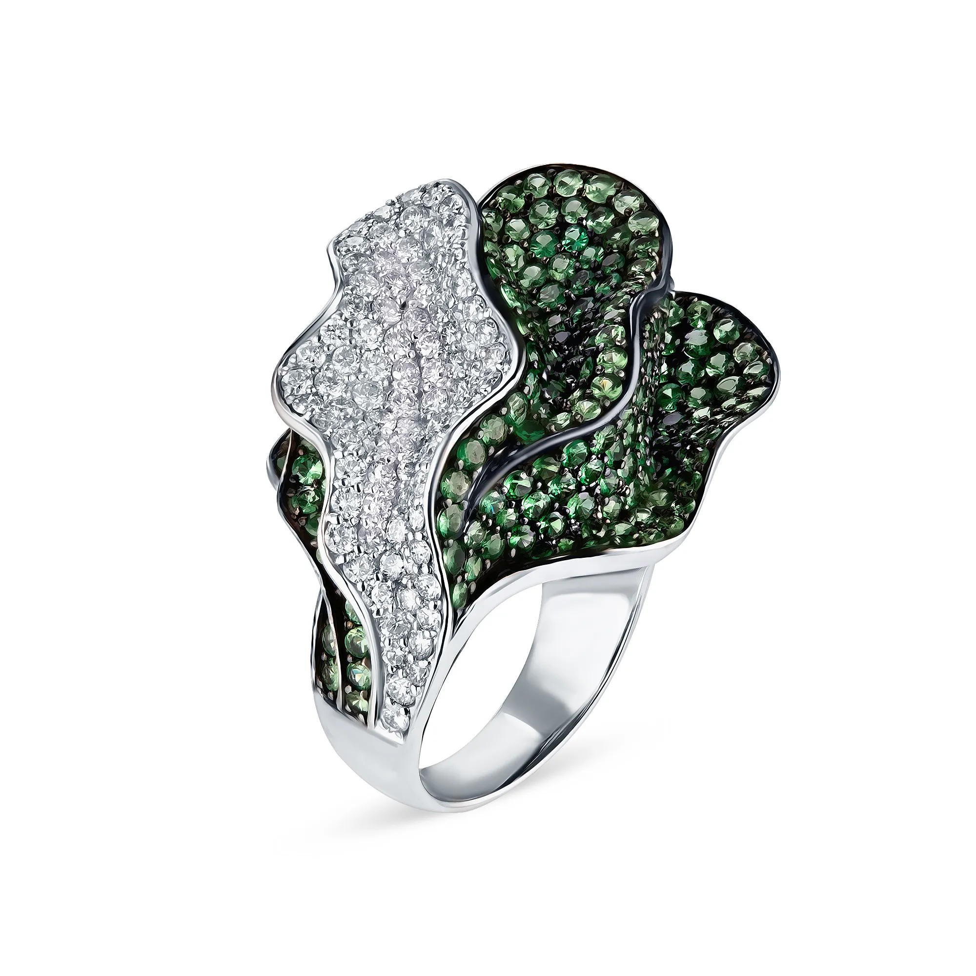 Кольцо из золота с бриллиантом и гранатом