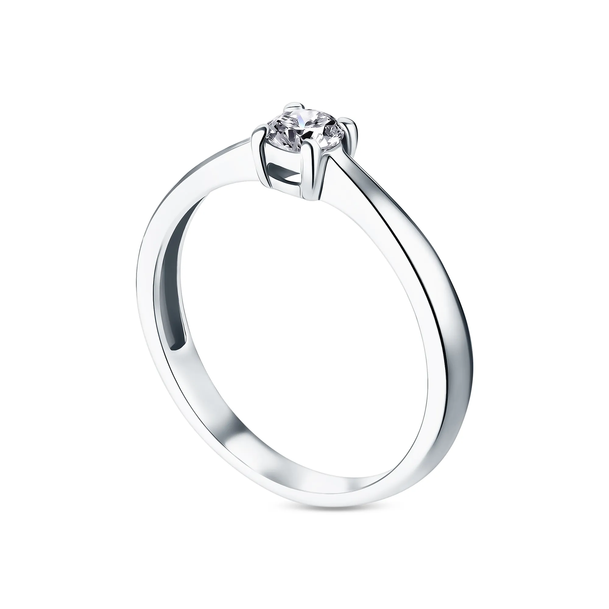 Кольцо из белого золота 585 пробы с бриллиантом 0,2 карата, вес от 1,5 гр