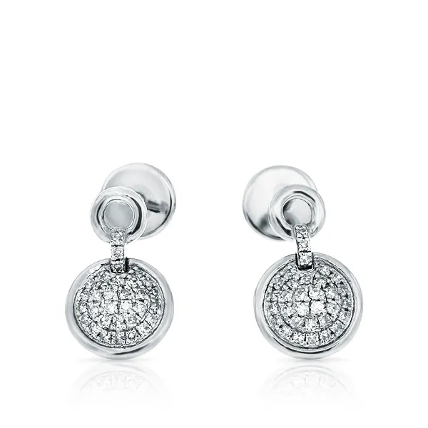 Женские серьги пусеты из белого золота с бриллиантами круглой огранки 0,148 карат