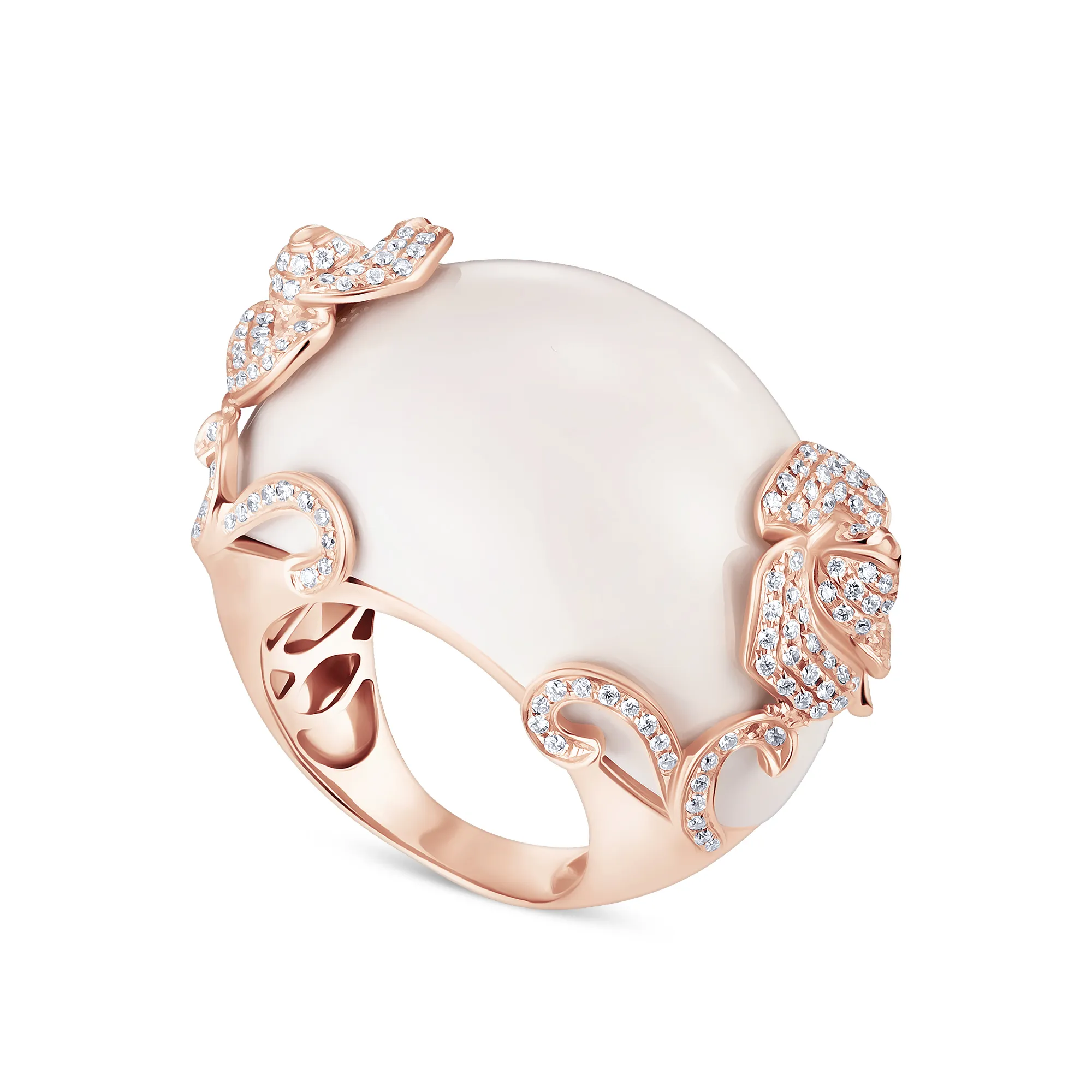 Женское кольцо из золота с агатом и бриллиантом