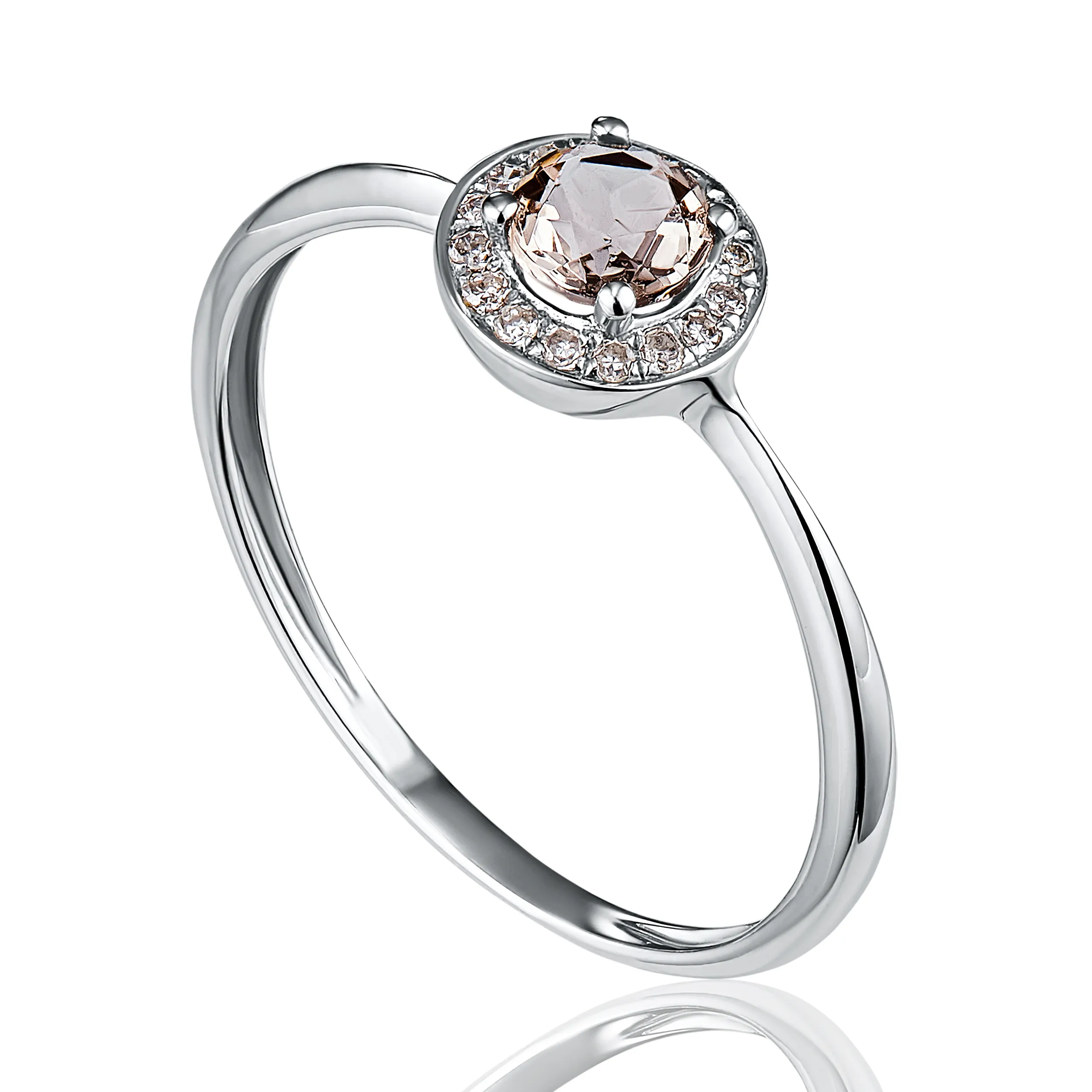 Женское кольцо из золота с бриллиантом и раух-топаз