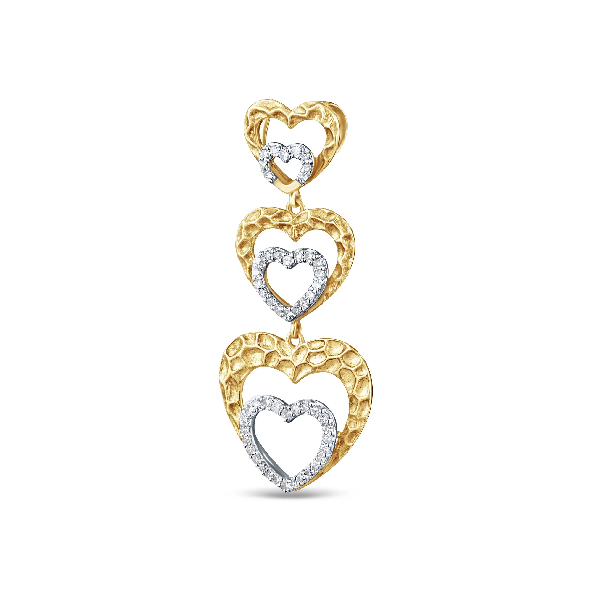 Женская подвеска сердце из желтого золота 750 пробы с бриллиантами 0,3 карата