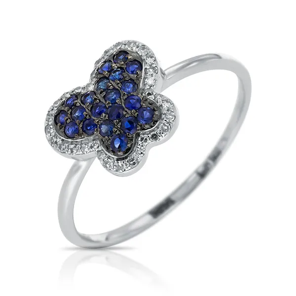 Женское кольцо из золота с бриллиантом и сапфиром