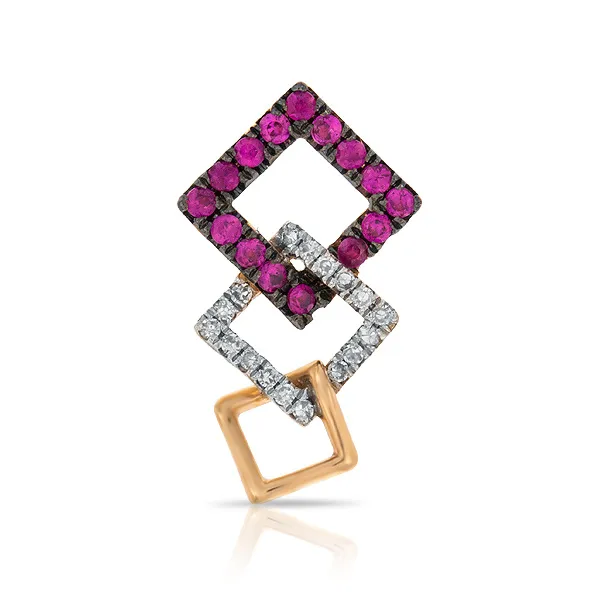 Женская подвеска из золота с бриллиантом и рубином