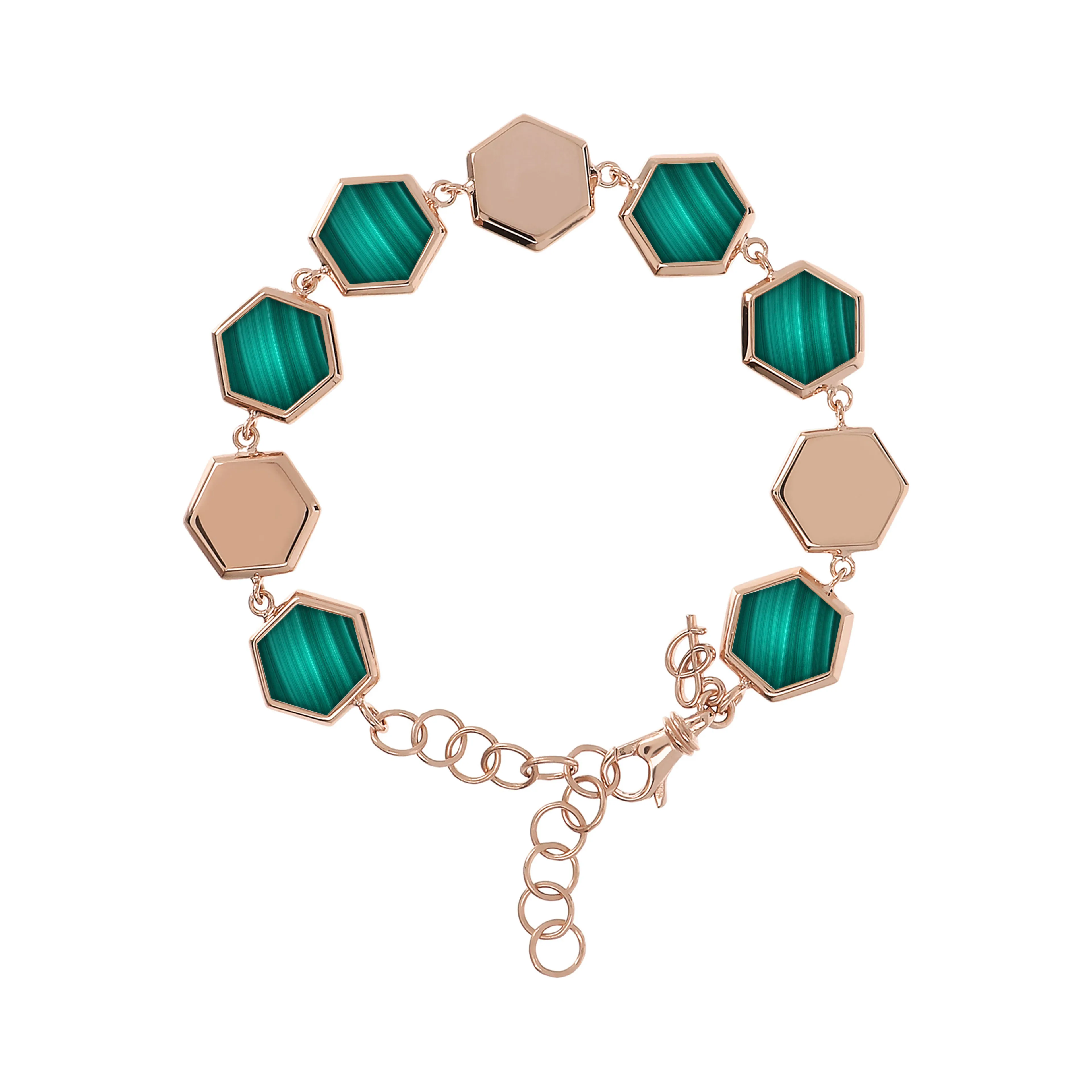 Браслет из бронзы Bronzallure Alba с малахитом