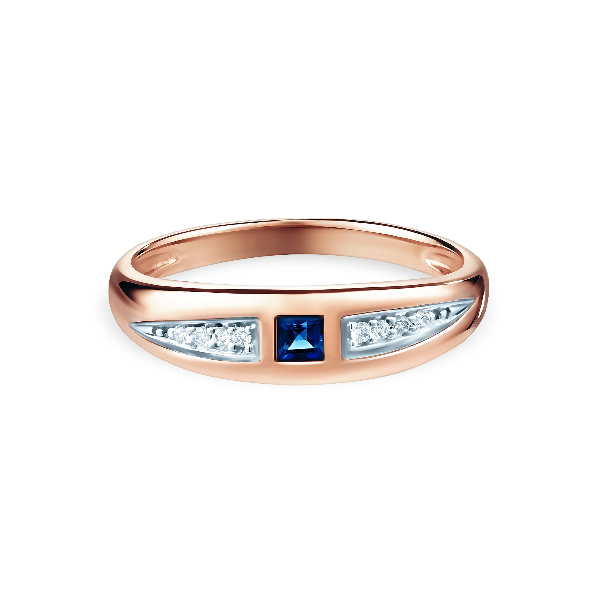 Женское кольцо из золота с бриллиантом и сапфиром