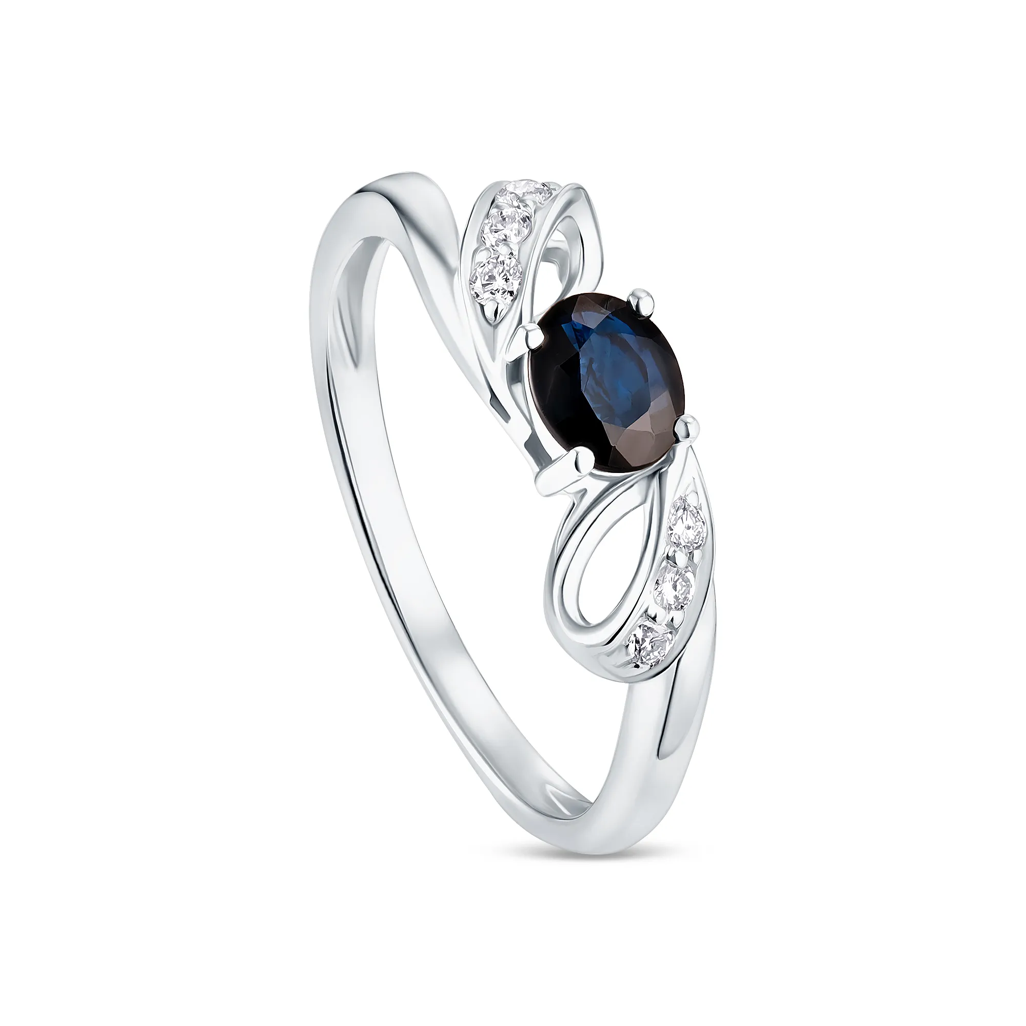 Женское кольцо из золота с бриллиантом и сапфиром