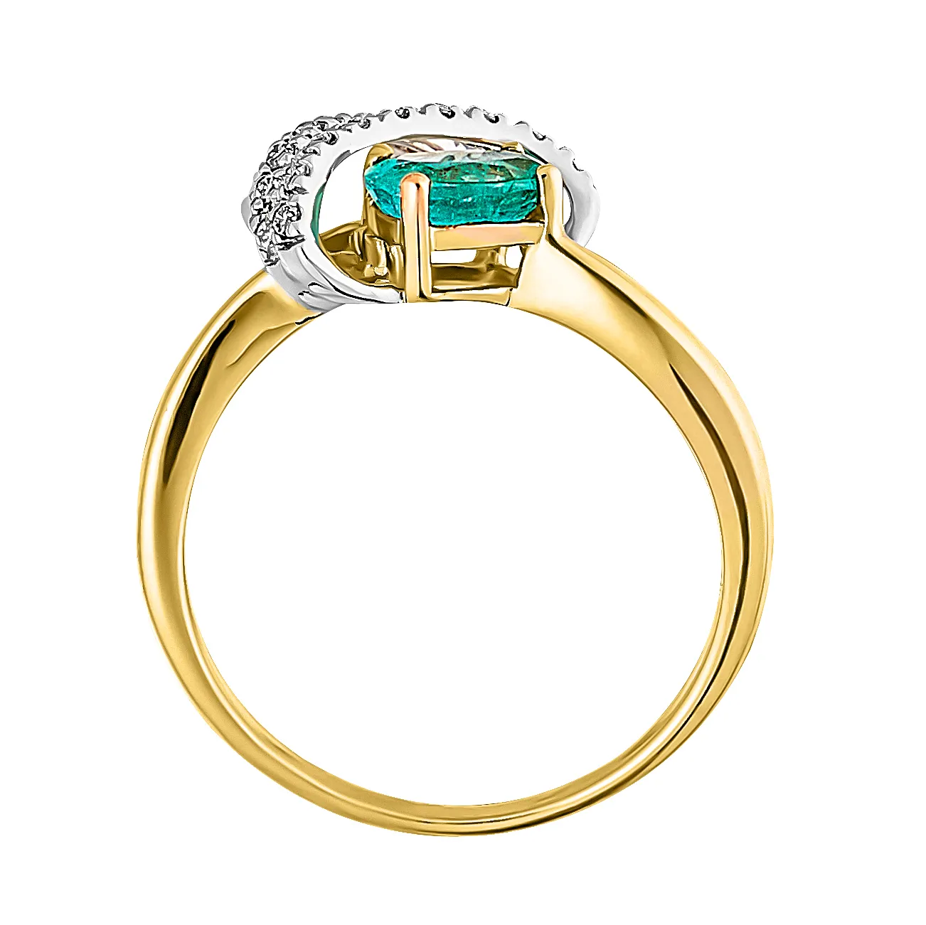 Женское кольцо из золота с бриллиантом и изумрудом