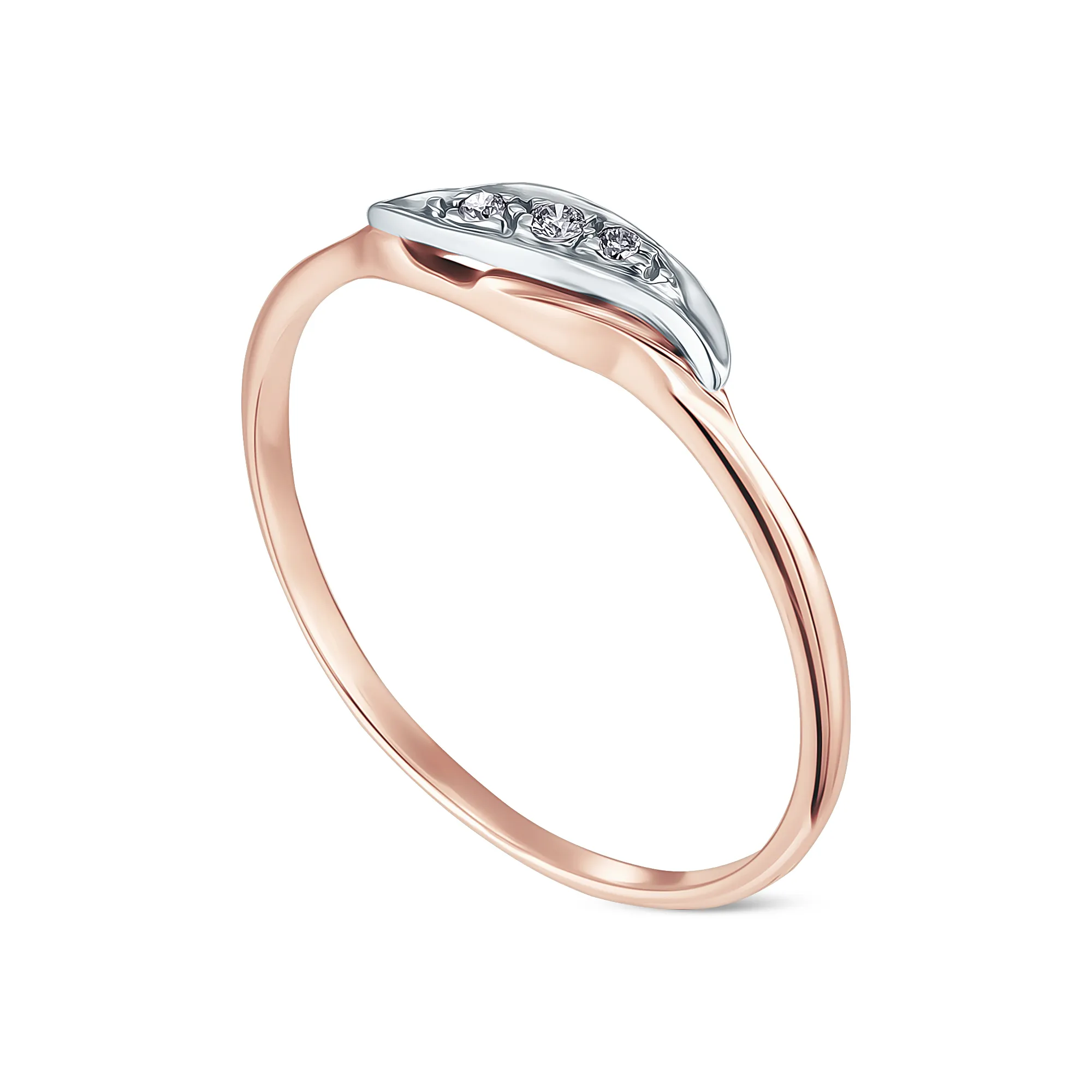 Женское кольцо из золота 585 пробы с бриллиантами круглой огранки 57 граней 18,5 размера