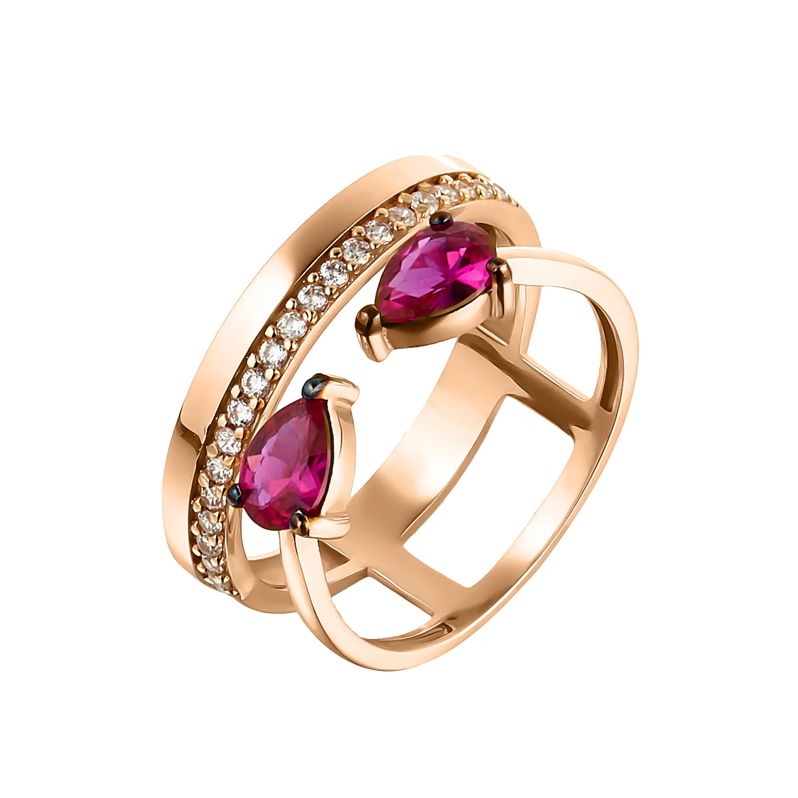 Женское кольцо из золота с фианитами