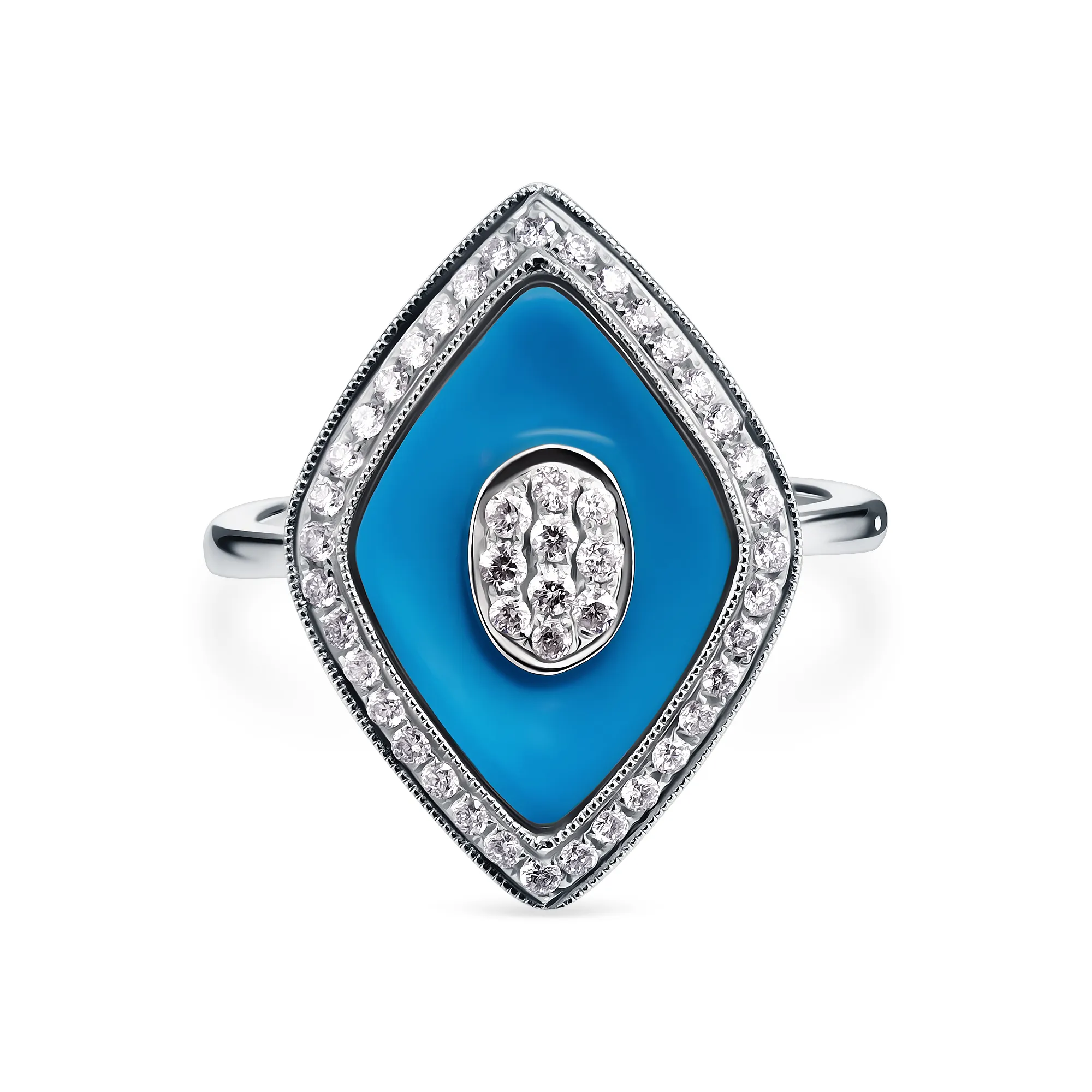 Женское кольцо из золота с бирюзой и бриллиантом