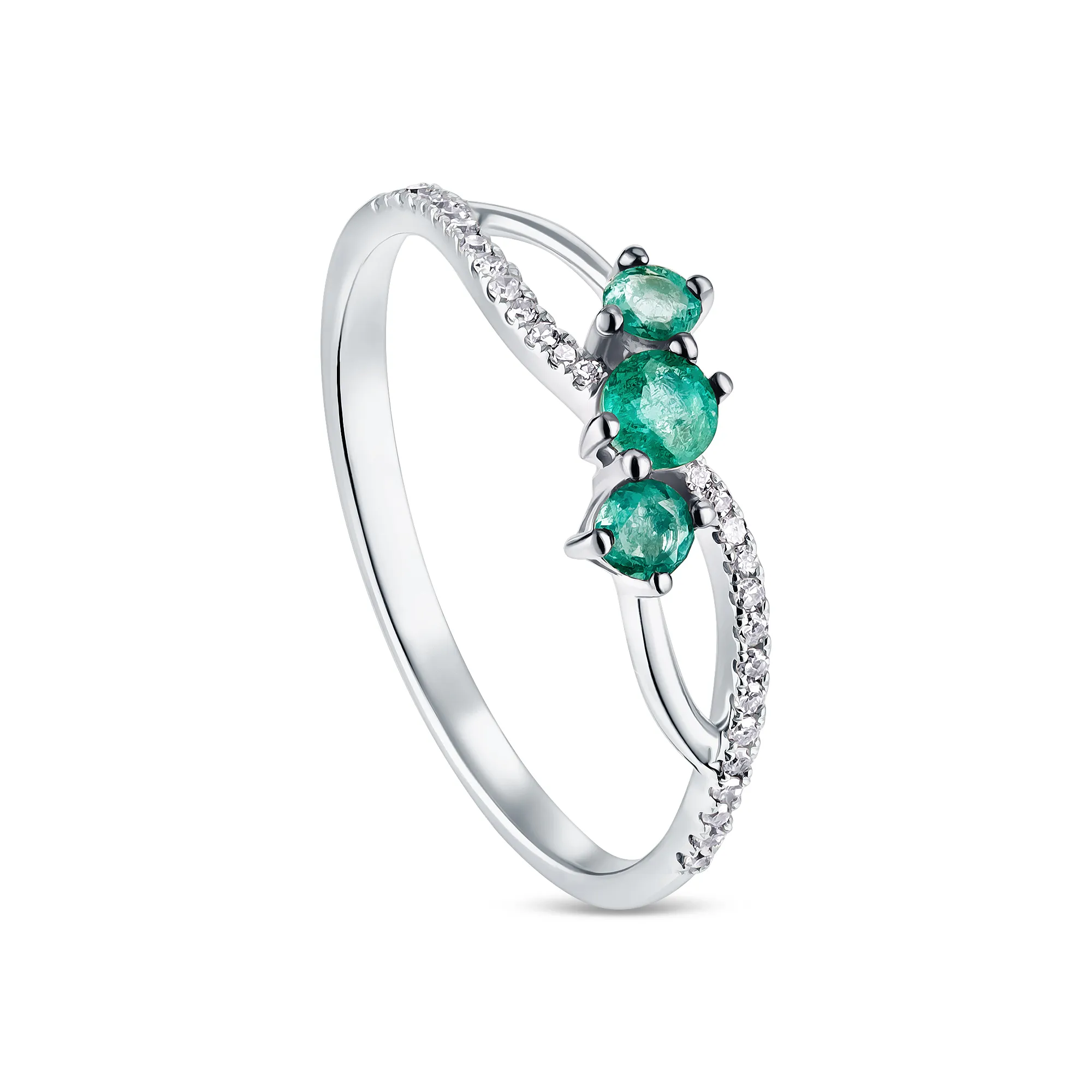 Женское кольцо из золота с бриллиантом и изумрудом