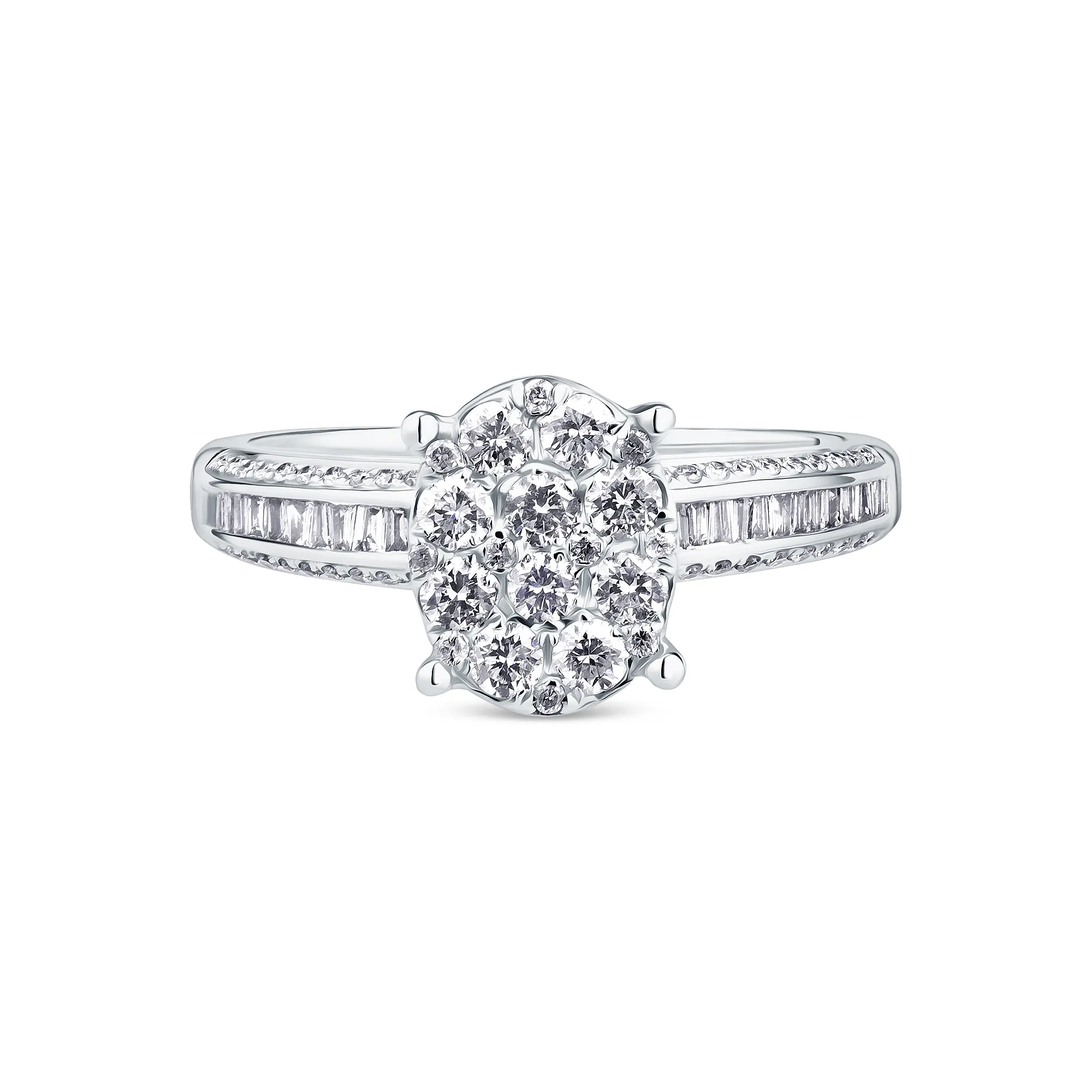 Женское кольцо из белого золота с бриллиантом круглой огранки