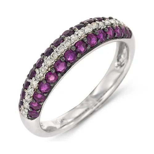 Женское кольцо из золота с бриллиантом и рубином