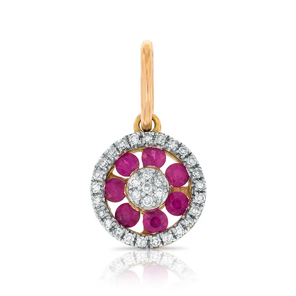 Женская подвеска из золота с бриллиантом и рубином