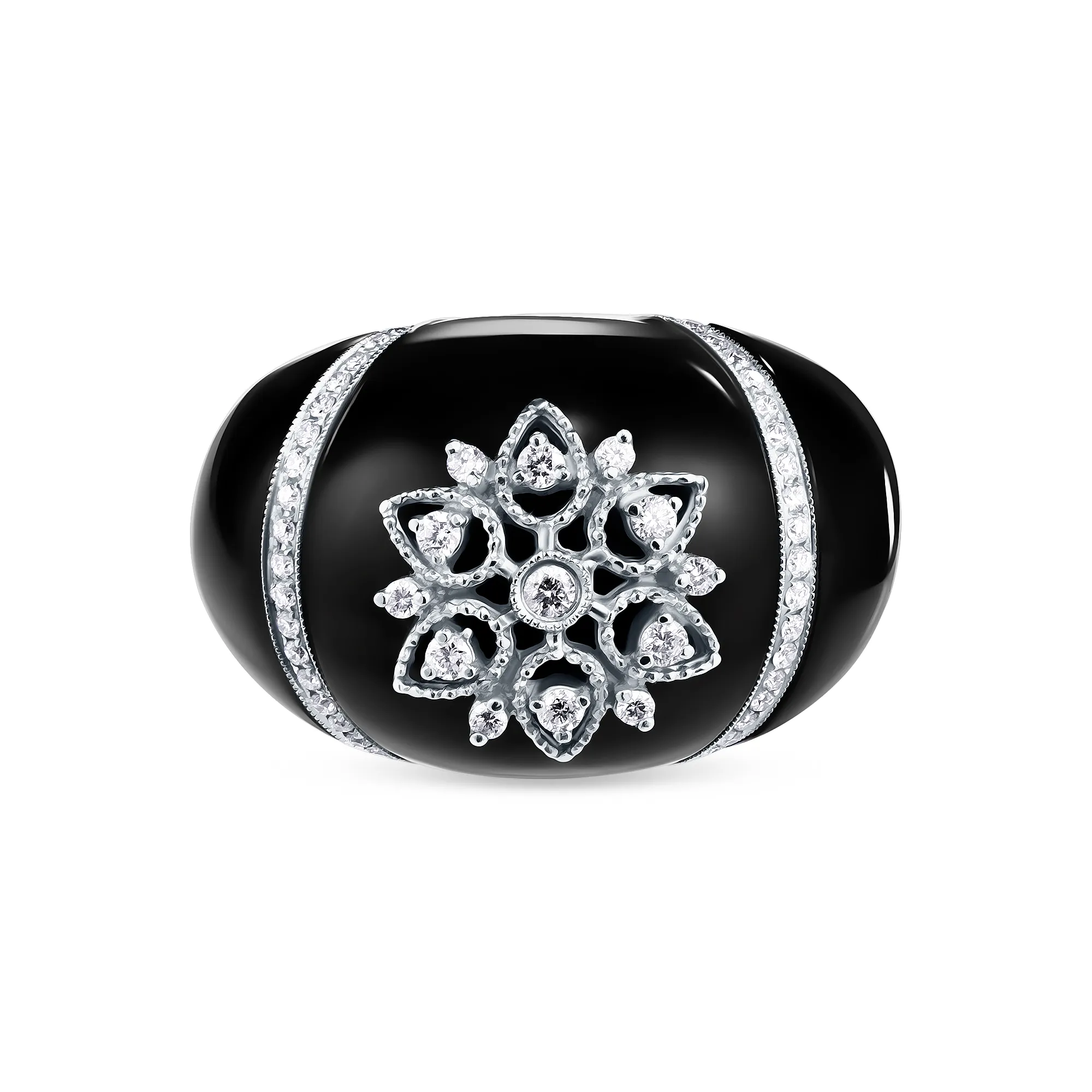 Женское кольцо из золота с бриллиантом и ониксом