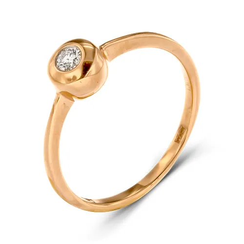 Женское кольцо из золота с бриллиантом круглой огранки