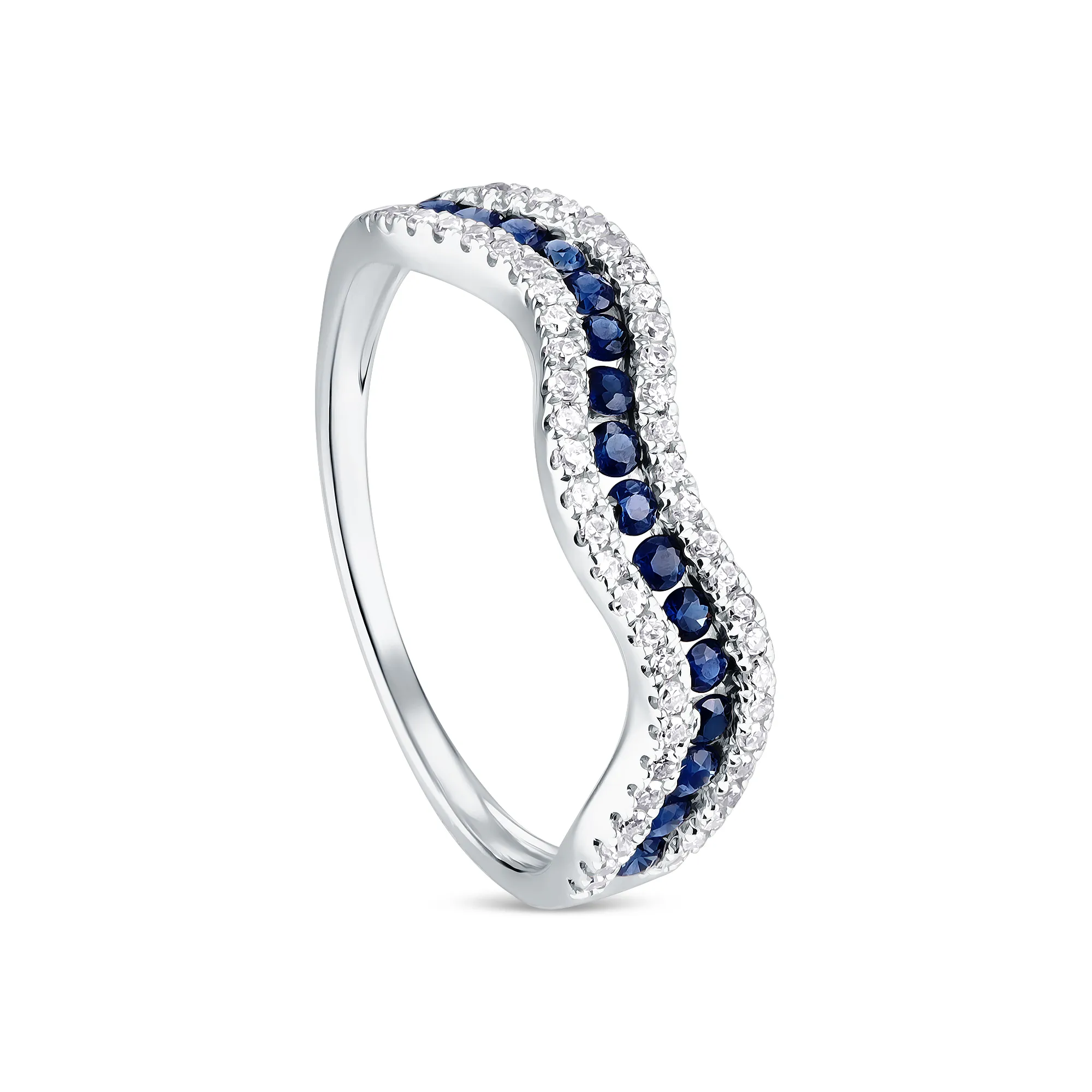 Женское кольцо из золота с бриллиантом и сапфиром