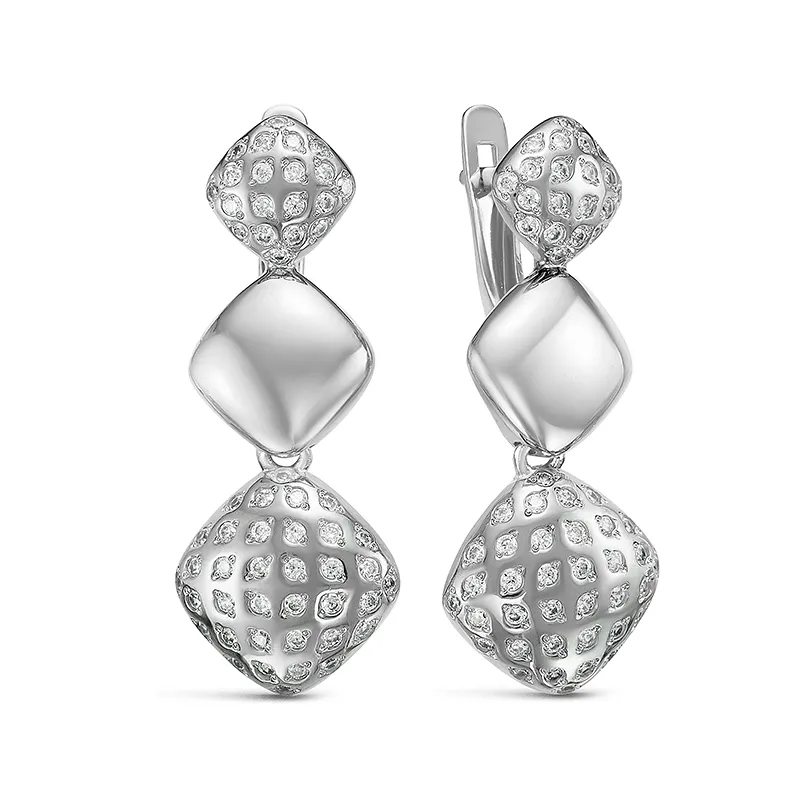Серьги из серебра с фианитами