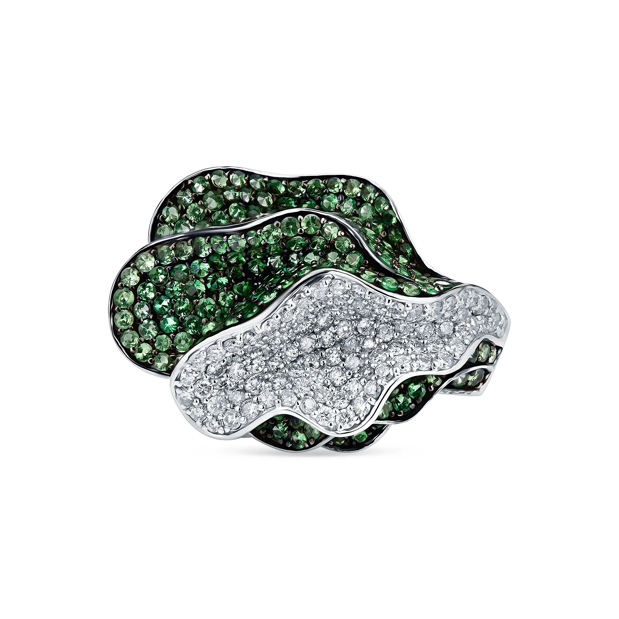 Кольцо из золота с бриллиантом и гранатом