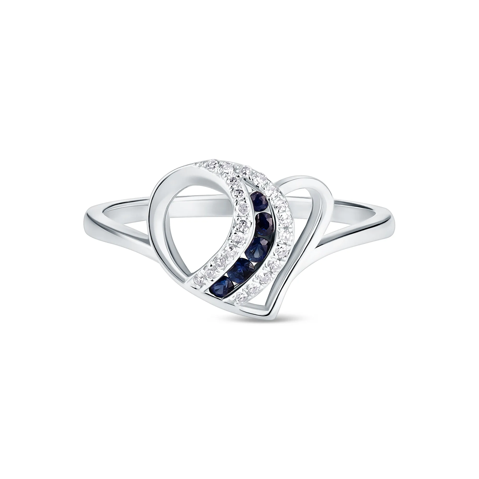 Женское кольцо из золота с бриллиантом и сапфиром