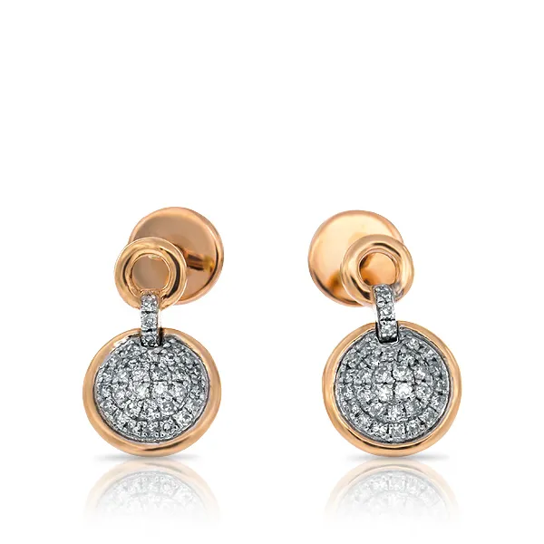 Женские серьги пусеты из белого золота с бриллиантами круглой огранки 0,148 карат