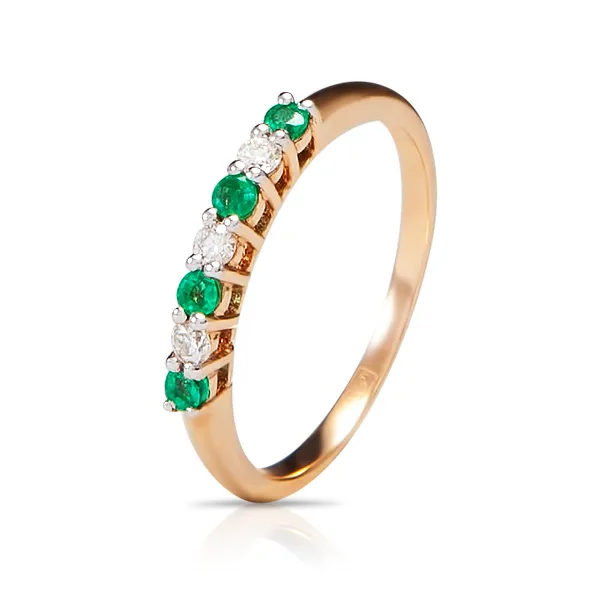 Женское кольцо из золота с бриллиантом и изумрудом