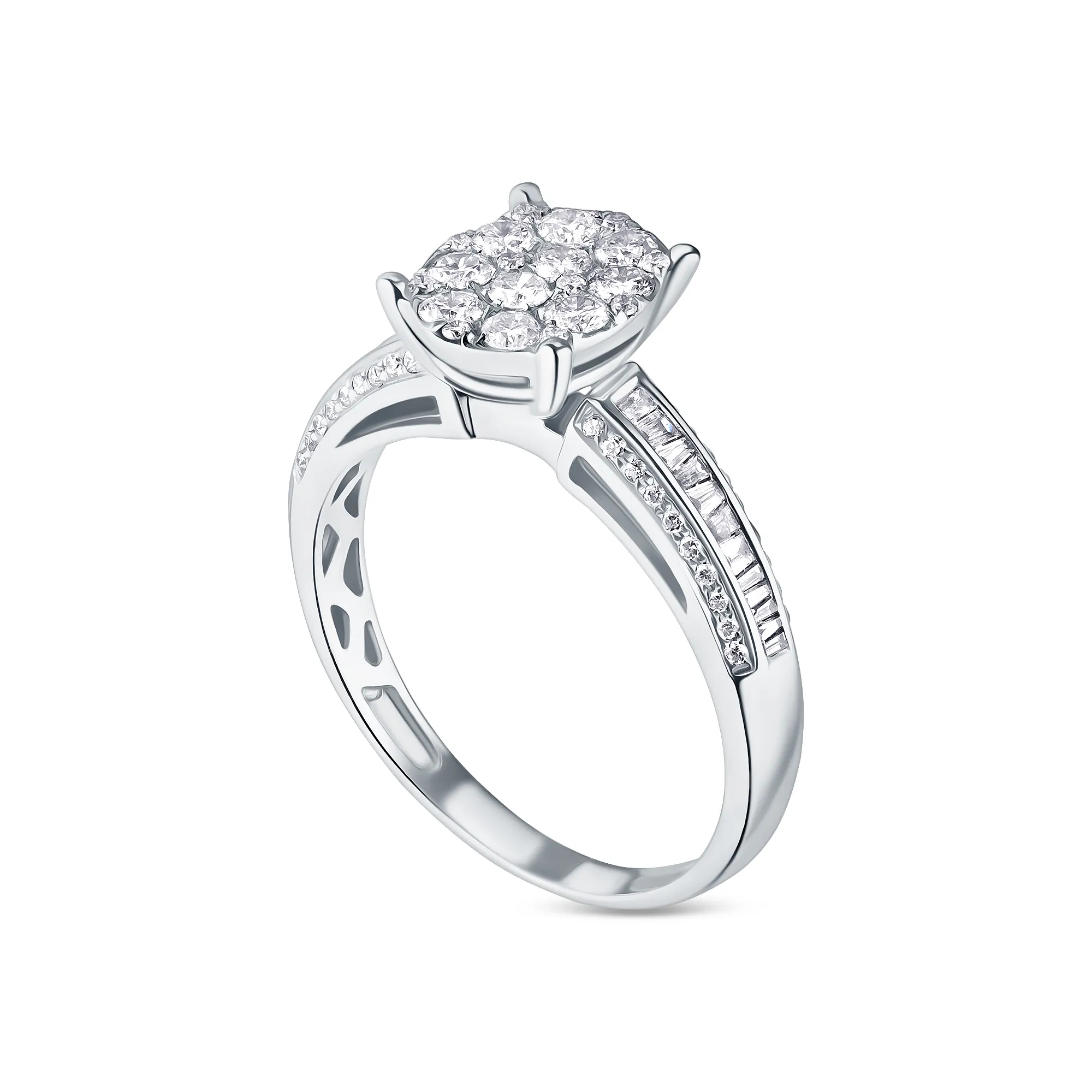 Женское кольцо из белого золота с бриллиантом круглой огранки