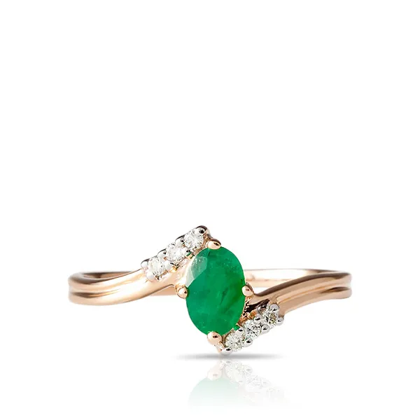 Женское кольцо из золота с бриллиантом и изумрудом
