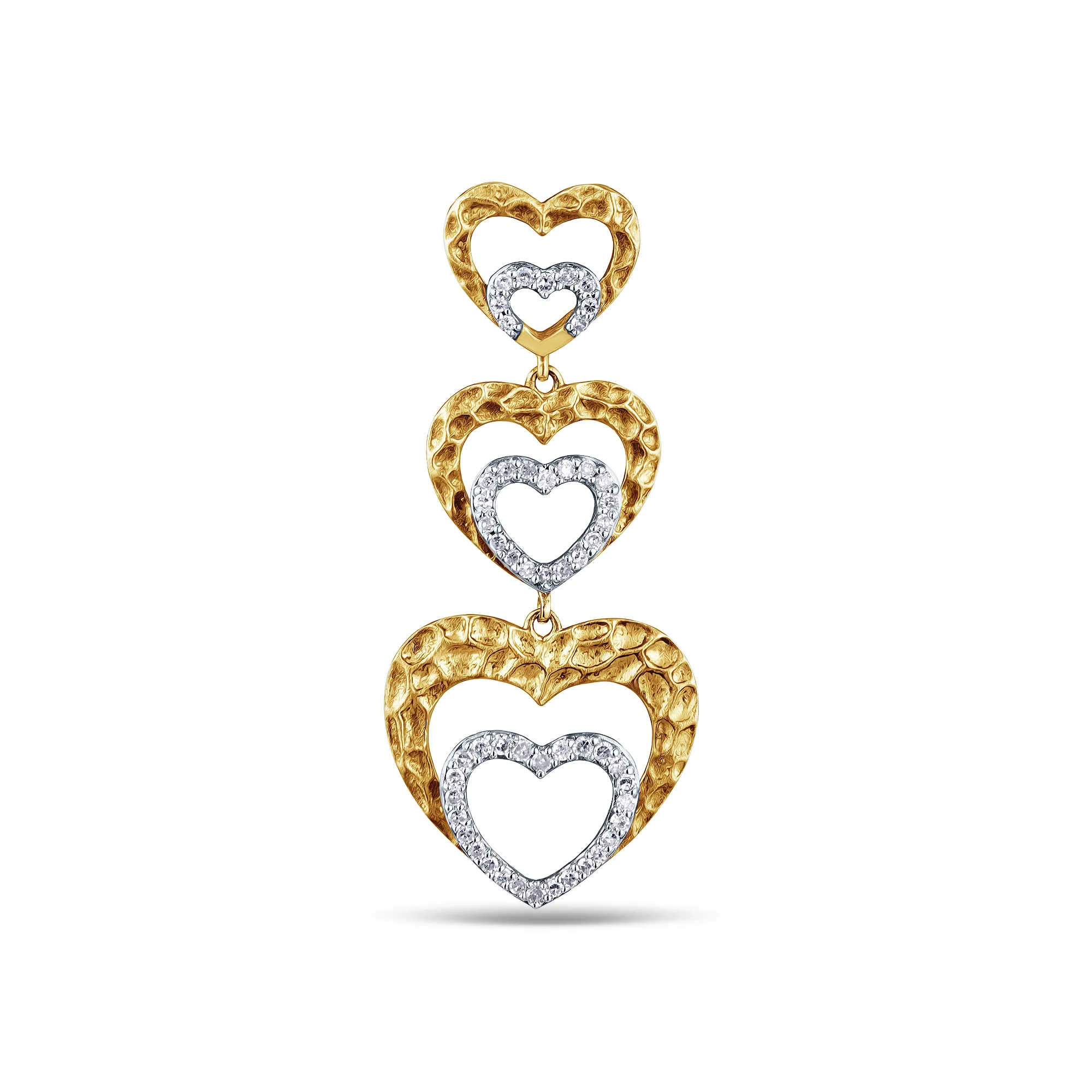 Женская подвеска сердце из желтого золота 750 пробы с бриллиантами 0,3 карата
