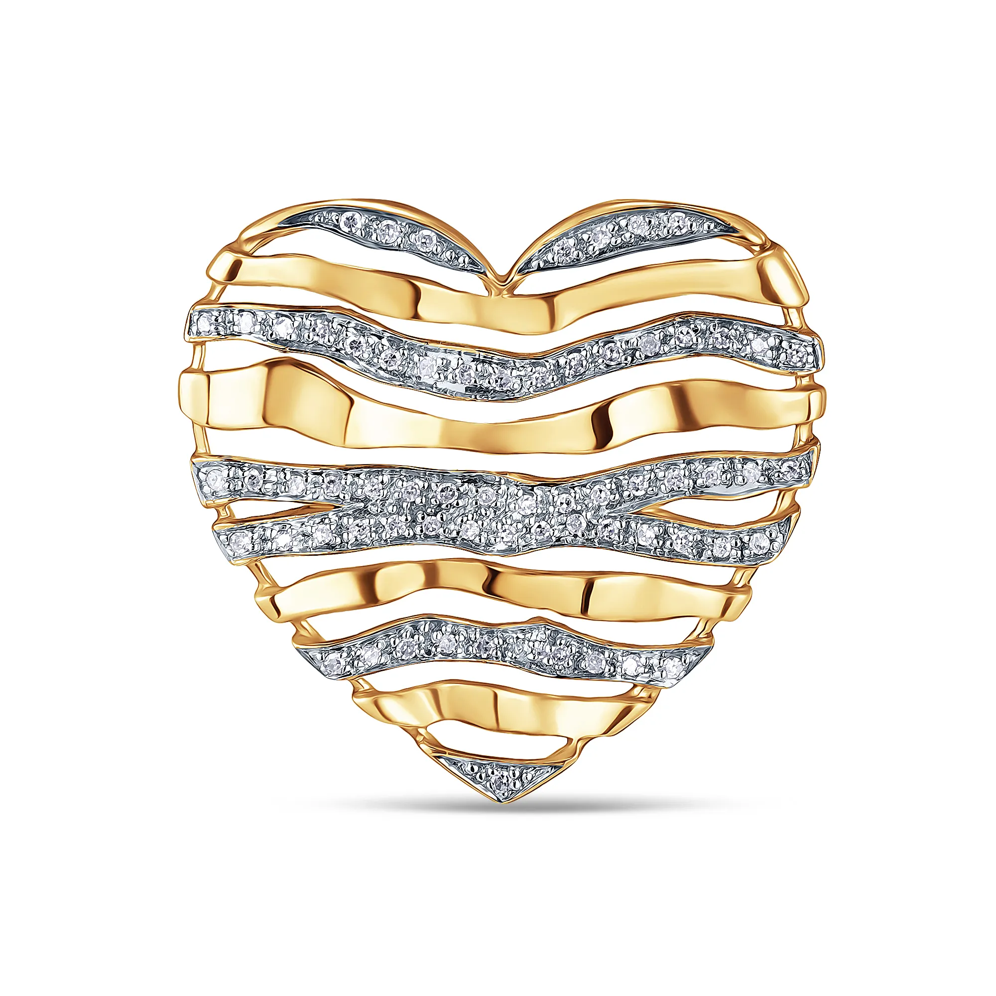 Женская подвеска сердце из желтого золота 750 пробы с бриллиантами 0,31 карат