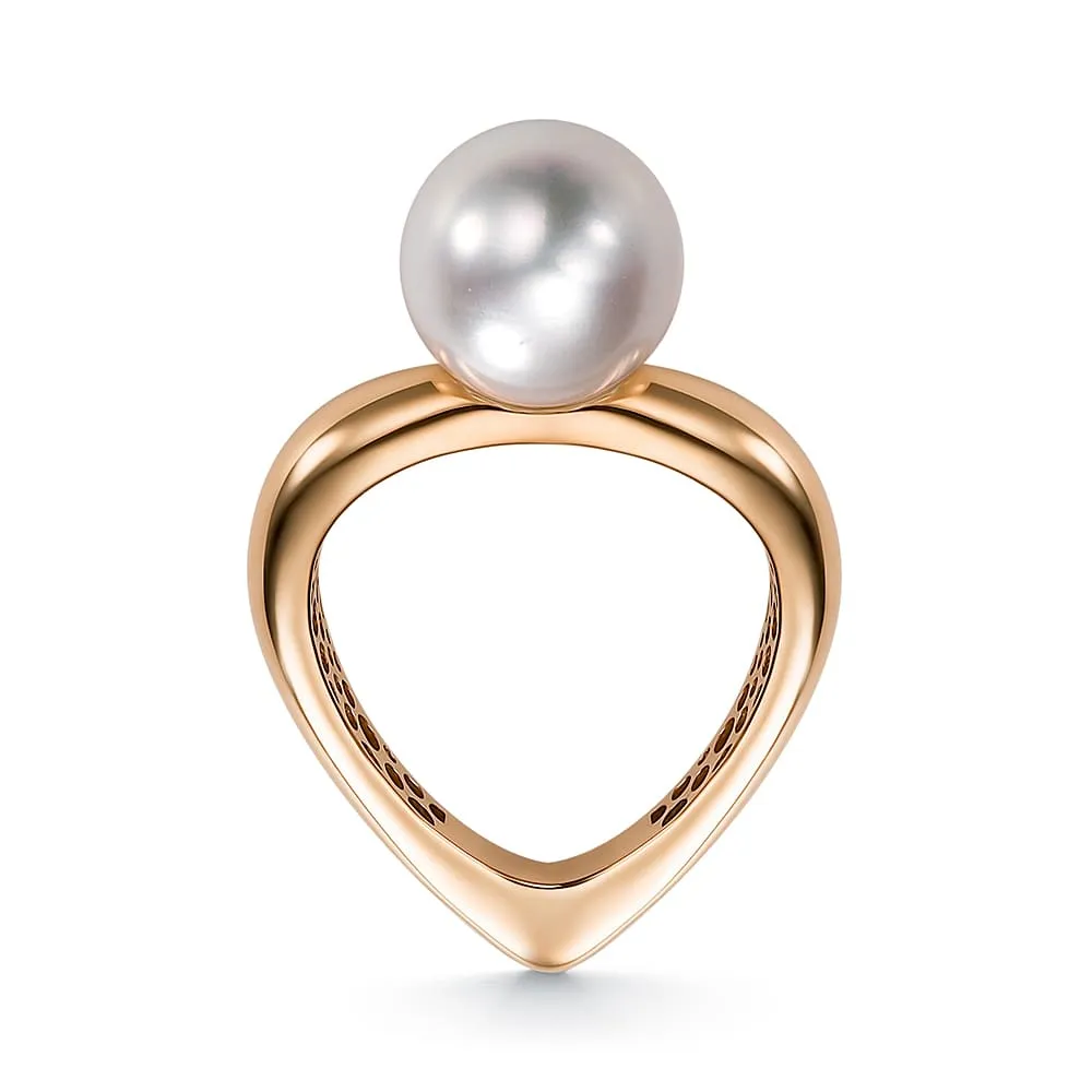 Женское кольцо из золота с бриллиантом и жемчугом эдисон культивир