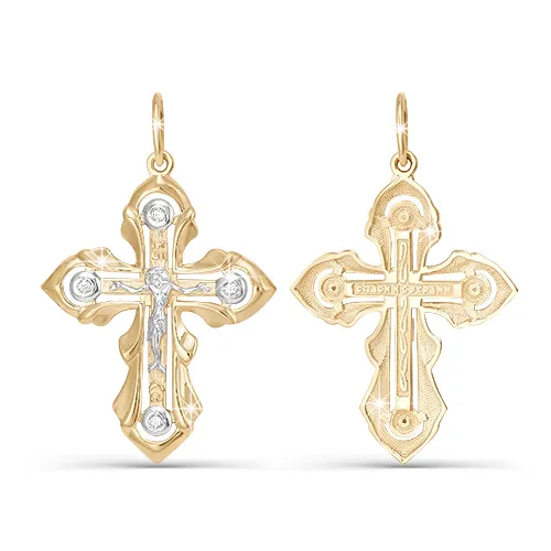 Крестик из золота с фианитами