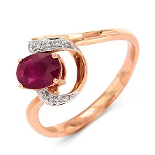 Женское кольцо из золота с бриллиантом и рубином по цене от 106 848 ₽