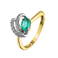 Женское кольцо из золота с бриллиантом и изумрудом по цене от 96 768 ₽