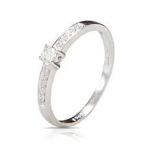 Женское кольцо из белого золота 585 пробы с бриллиантами 0,15 карат размера 17,5 по цене от 34 200 ₽