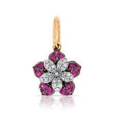 Женская подвеска в цветочном стиле из красного золота с бриллиантами и рубинами круглой огранки по цене от 34 020 ₽