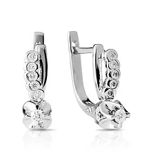 Женские серьги из белого золота 585 пробы с бриллиантами круглой огранки
