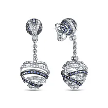 Женские серьги из золота с бриллиантом и сапфиром