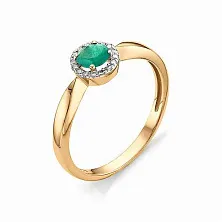 Женское кольцо из золота с бриллиантом и изумрудом по цене от 38 200 ₽