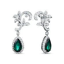 Серьги из золота с бриллиантом и изумрудом