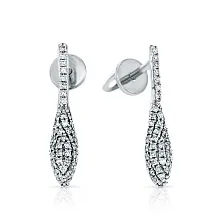 Женские серьги пусеты из белого золота 585 пробы с бриллиантами 0,33 карата