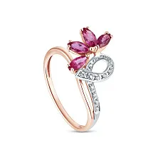 Женское кольцо из золота с бриллиантом и рубином по цене от 50 000 ₽