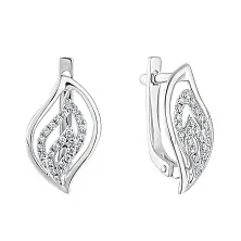 Женские серьги из белого золота 585 пробы с бриллиантами 0,27 карат с английским замком