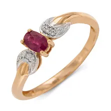 Женское кольцо из золота с бриллиантом и рубином по цене от 46 620 ₽