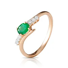 Женское кольцо из золота с бриллиантом и изумрудом по цене от 56 183 ₽