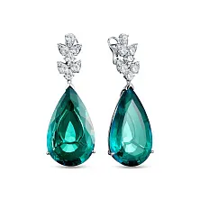 Серьги из золота с бриллиантом и изумрудом синт.