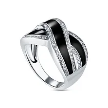 Женское кольцо из золота с бриллиантом и ониксом по цене от 144 270 ₽