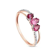 Женское кольцо из золота с бриллиантом и рубином по цене от 61 560 ₽
